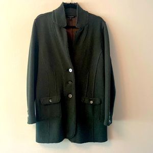 Eileen Fisher Renew petite large gorgeous, elongating green blazer